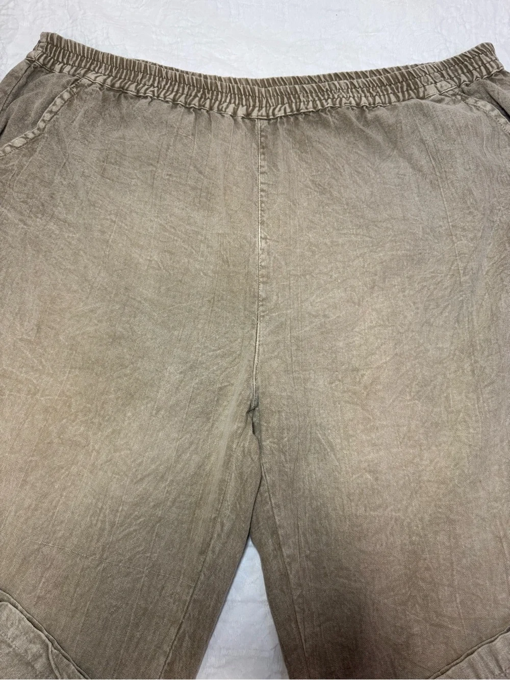 Sacred Threads Pants Womens 2X Brown Cotton Pull On Boho Lagenlook Wide Leg